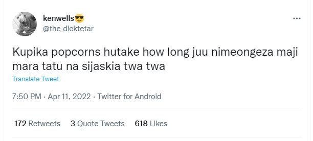 Kenwells the_dicktetar kupika popcorns hutake how iong juu nimeongeza maji mara