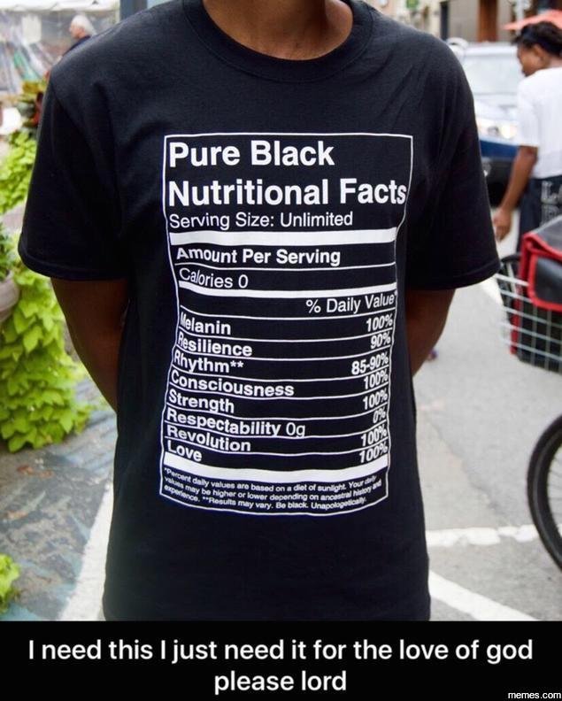 Pure black nutritional facts serving size unlimited amount per serving calories