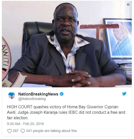 Nationbreakingnews nationbreaking high court quashes victory of homa bay governo