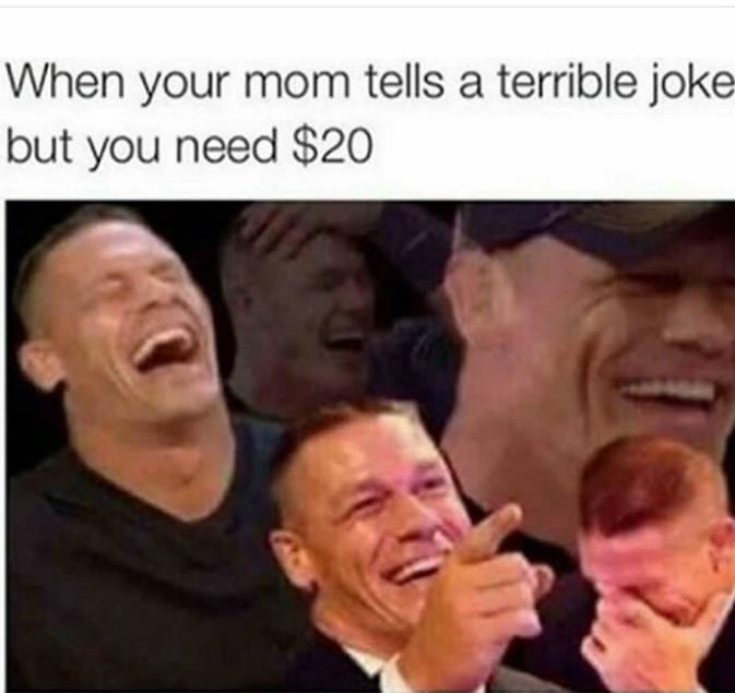 When your mom tells a terrible joke but you need 20