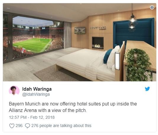 Eourtyrd idah waringa idahwaringa bayern munich are now offering hotel suites pu