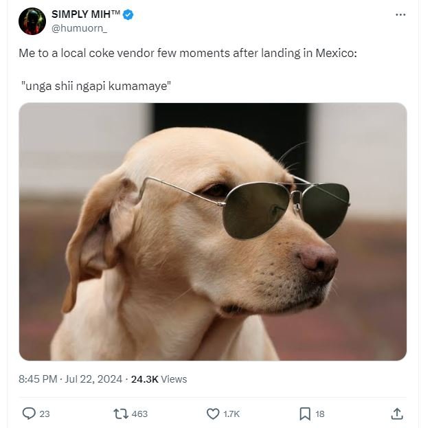 Simply mihtm humuorn_ me to a local coke vendor few moments after landing in mex