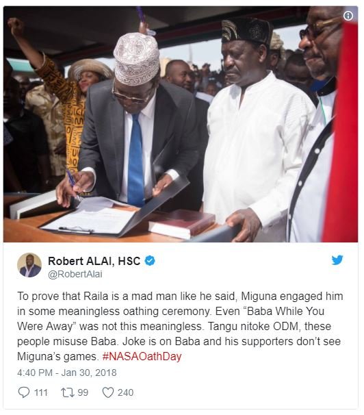 Robert alai, hsc robertalai to prove that raila is mad man like he said , miguna