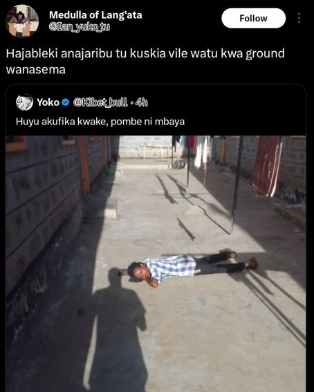 Medulla of lang'ata ian yukoju follow hajableki anajaribu tu kuskia vile watu kw