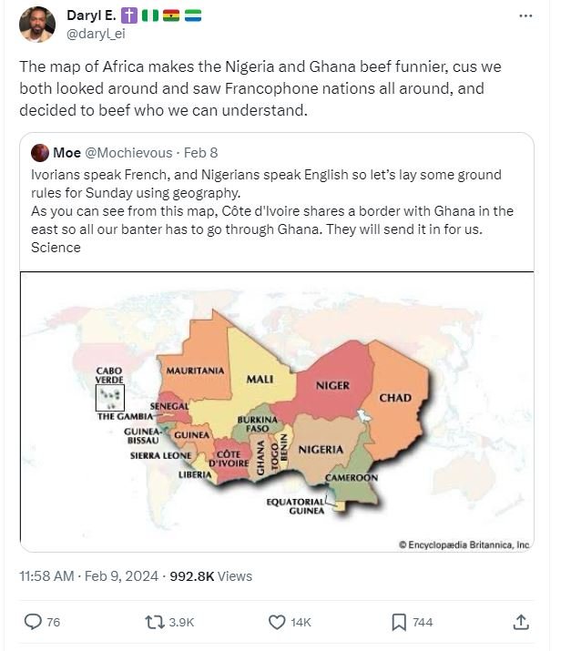 Daryl e daryl_ei the map of africa makes the nigeria and ghana beef funnier cus