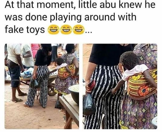 At that moment, little abu knew he was done playing around with fake toys