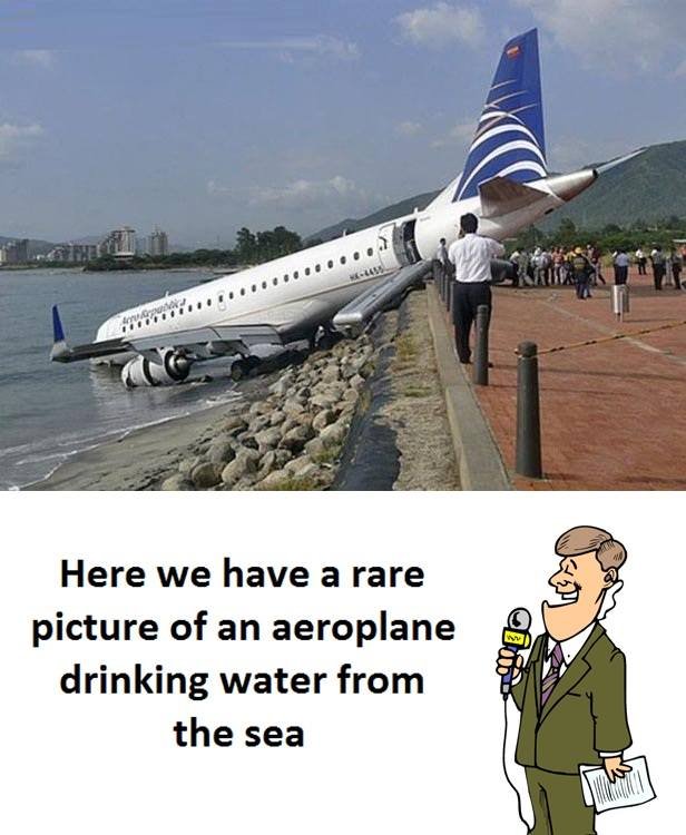 Here we have a rare picture of an aeroplane drinking water from the sea