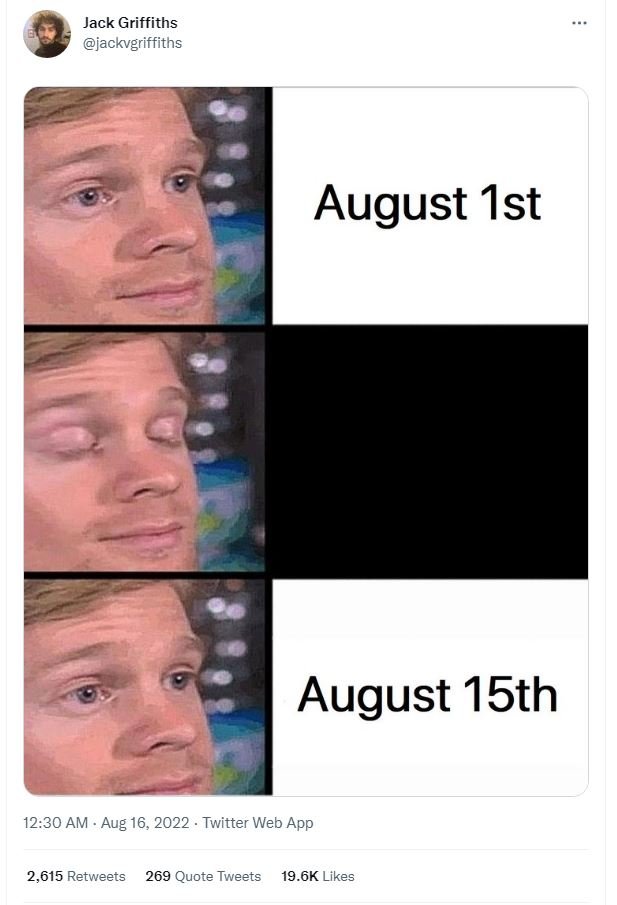 Jack griffiths jackvgriffiths august ist august 15th 12.30 am aug 16, twitter we