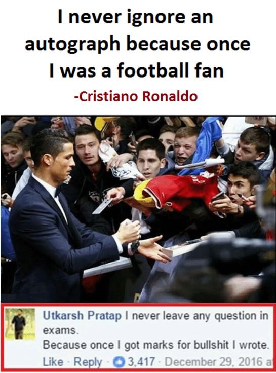 Never ignore an autograph because once was a football fan cristiano ronaldo utka