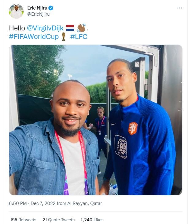Eric njiru ericnjiiru hello virgilvdijk fifaworldcup lfc 6.50 pm dec 7, from al