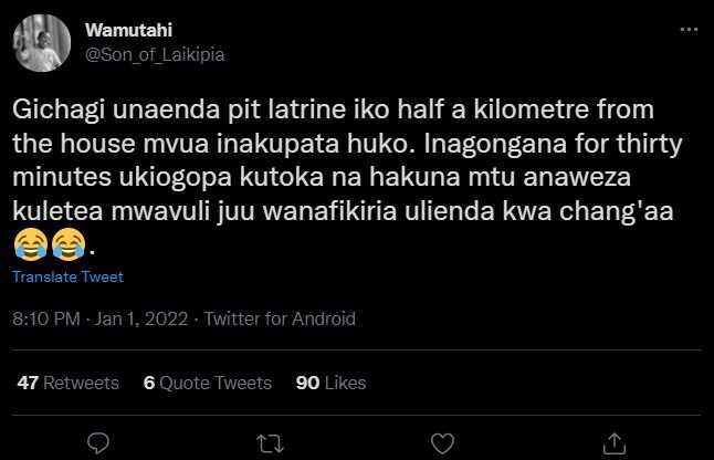 Wamutahi Son_of_Laikipia Gichagi unaenda pit latrine iko half a kilometre from t