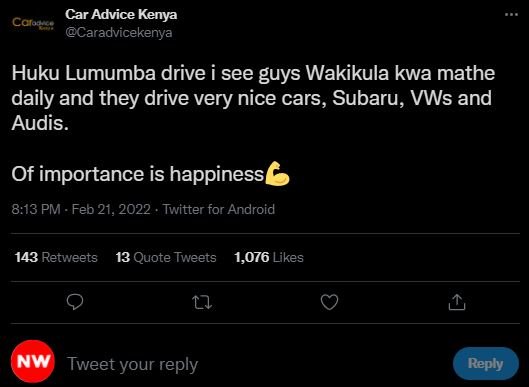 CoI Car Advice Kenya Caradvicekenya Huku Lumumba drive see guys Wakikula kwa mat