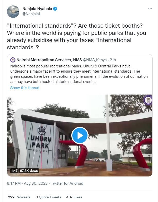 Nanjala nyabola nanjalai 'international standards? are those ticket booths? wher