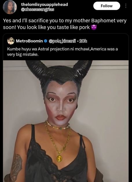 Thelomlisyouapplehead chcesesangilas follow yes and i'il sacrifice you to my mot