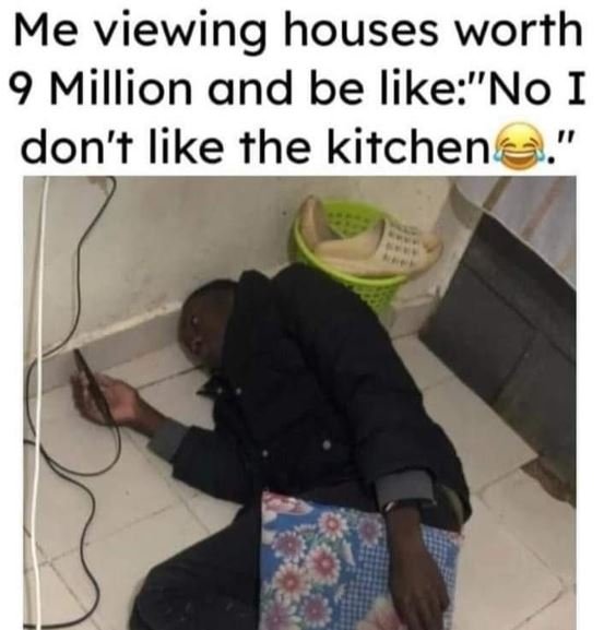 Me viewing houses worth 9 million and be likeno i don't like the kitchen