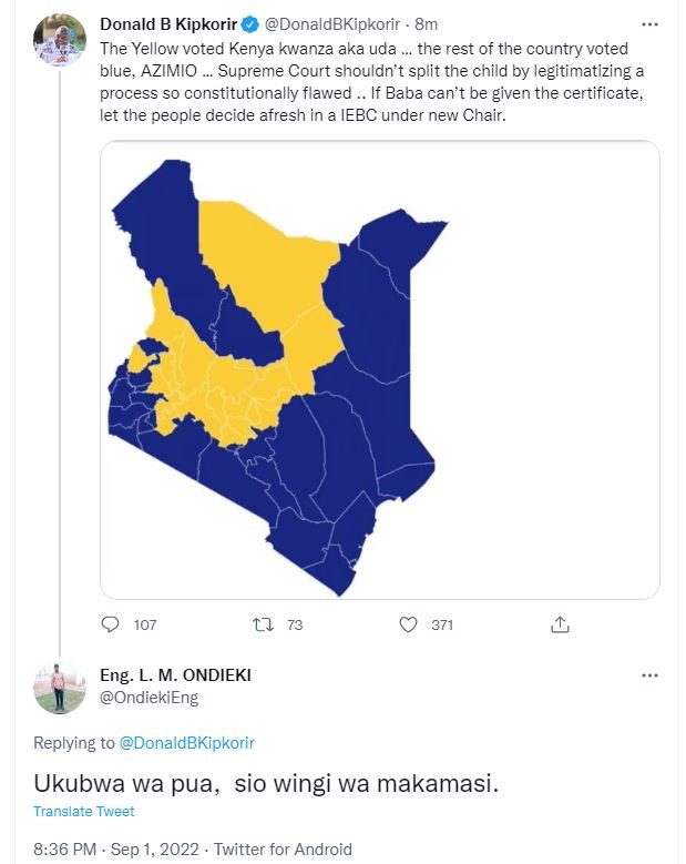 Donald b kipkorir donaldbkipkorir 8m the yellow voted kenya kwanza aka uda the r