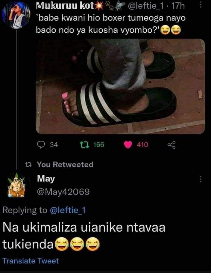 Mukuruu kot leftie_1 17h babe kwani hio boxer tumeoga nayo bado ndo ya kuosha vy