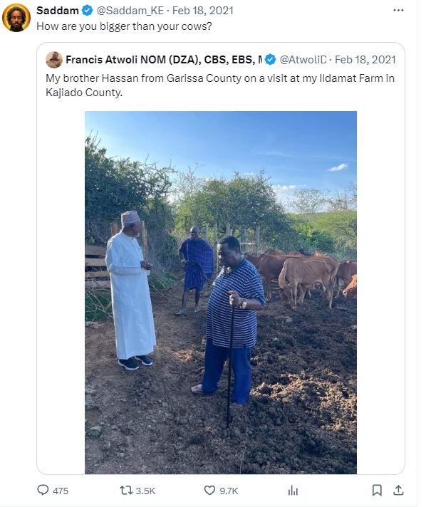 Saddam saddam_ke feb 18, how are you bigger than your cows? francis atwoli nom d