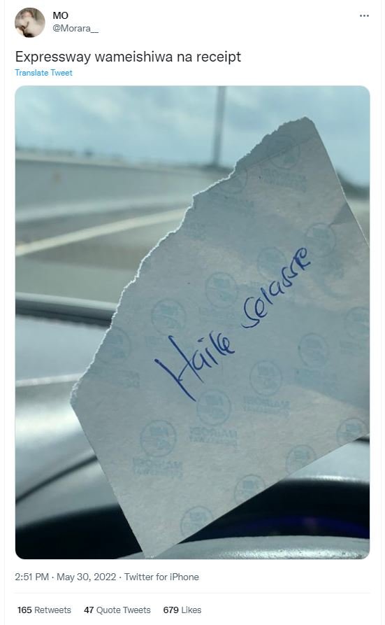 Mo morara expressway wameishiwa na receipt translate tweet 2.51 pm may 30. twitt