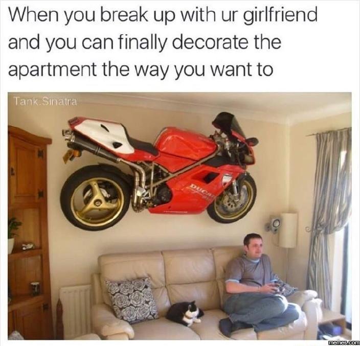 When you break up with ur girlfriend and you can finally decorate the apartment
