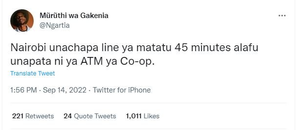 Mñrñthi wa gakenia ngartia nairobi unachapa line ya matatu 45 minutes alafu unap