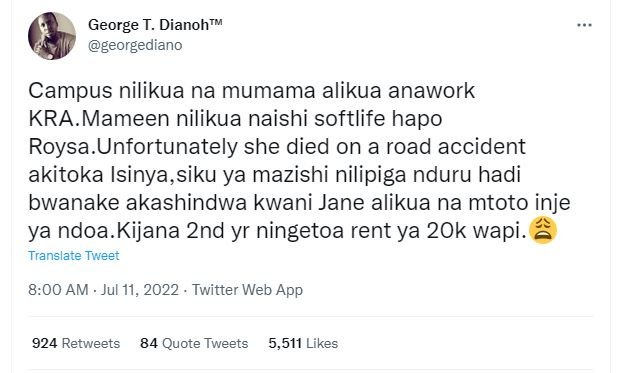 George t. dianoh georgediano campus nilikua na mumama alikua anawork kra.mameen