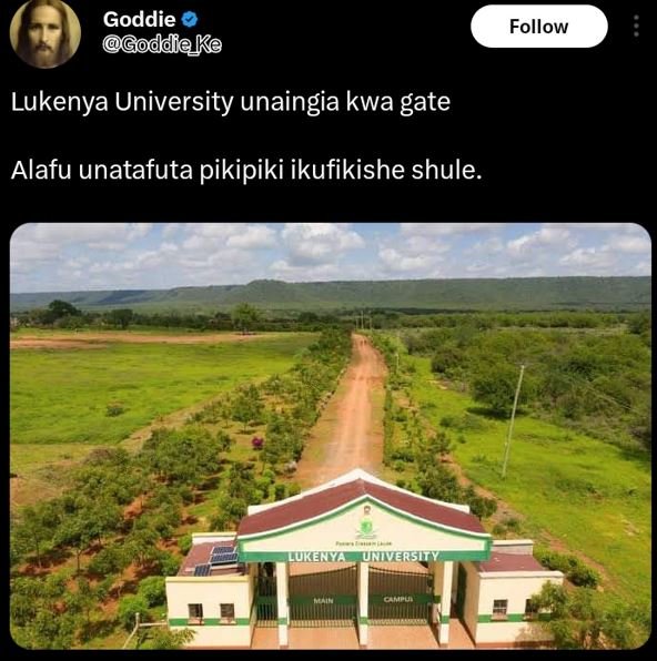 Goddie goddoke follow lukenya university unaingia kwa gate alafu unatafuta pikip