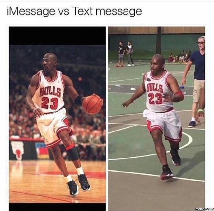 Imessage vs text message 'bulls 23 quus 23 emesucom