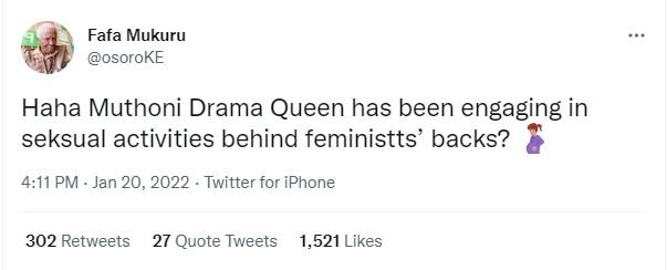 Fafa Mukuru osoroKE Haha Muthoni Drama Queen has been engaging in seksual activi