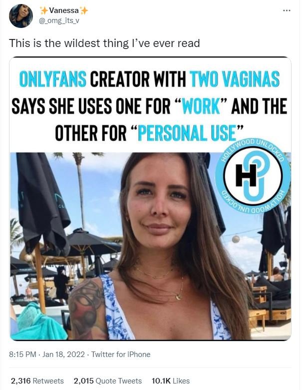 Vanessa omg_its This is the wildest thing lve ever read ONLYFANS CREATOR WITH TW
