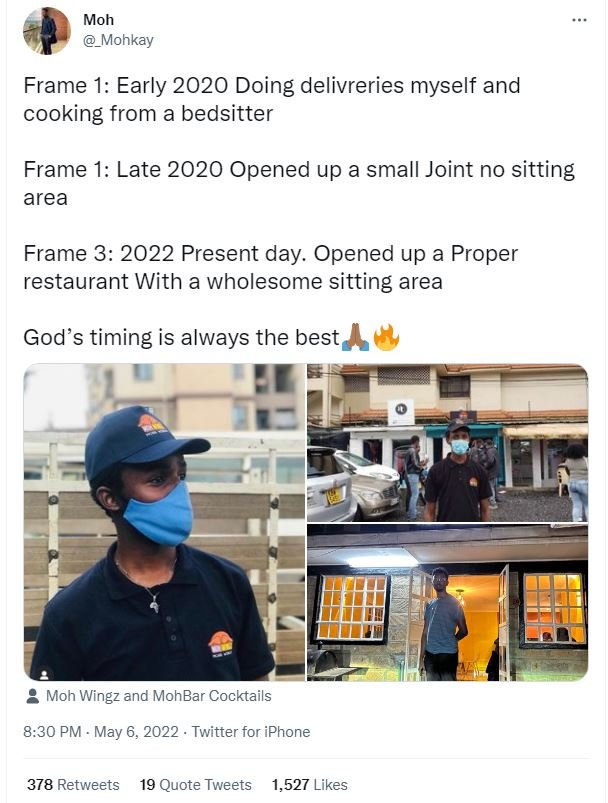 Moh mohkay frame 1 early doing delivreries myself and cooking from a bedsitter f