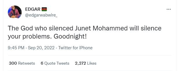 Edgar edgarwabwire the god who silenced junet mohammed will silence your problem