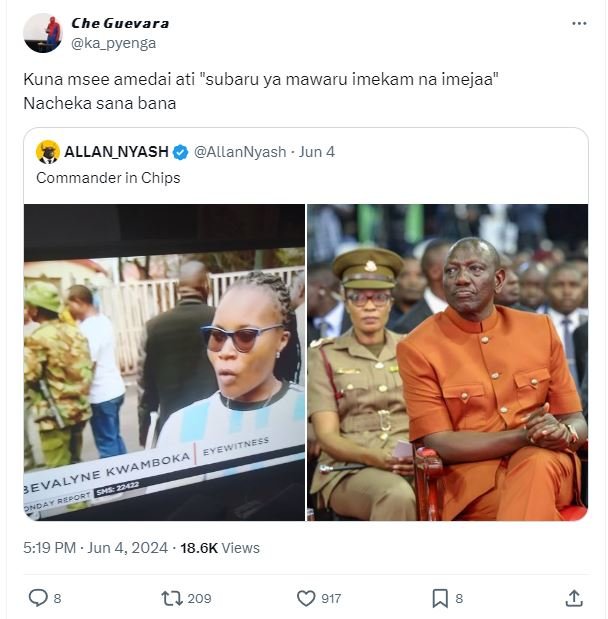 Che guevara ka_pyenga kuna msee amedai ati subaru ya mawaru imekam na imejaa nac