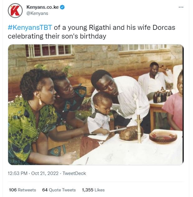 Kenyans.co.ke kenyans kenyanstbt of a young rigathi and his wife dorcas celebrat