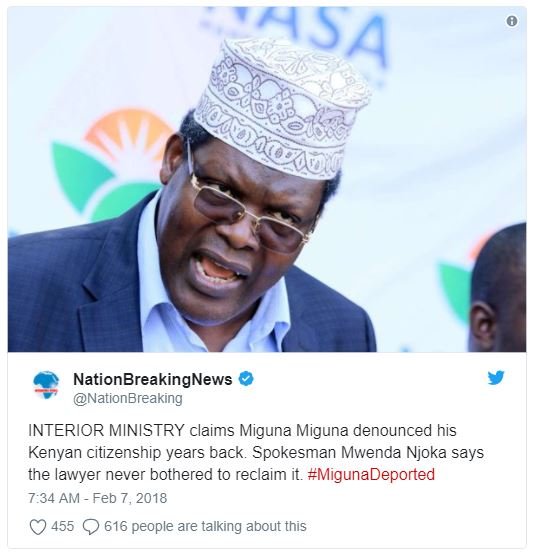 Nationbreakingnews nationbreaking interior ministry claims miguna miguna denounc
