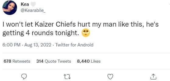 Kea kearabile won't let kaizer chiefs hurt my man like this, he's getting 4 roun