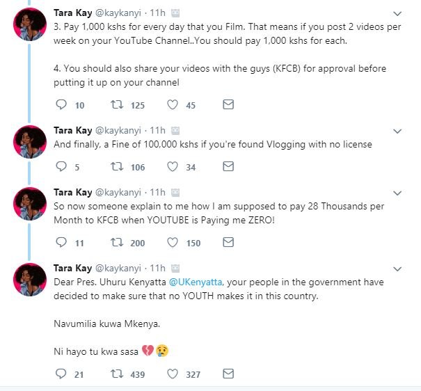 Tara kay kaykanyi 11h 3. pay 1,oo0 kshs for every day that you film. that means