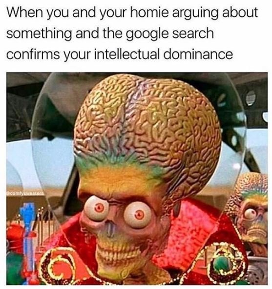 When you and your homie arguing about something and the google search confirms y