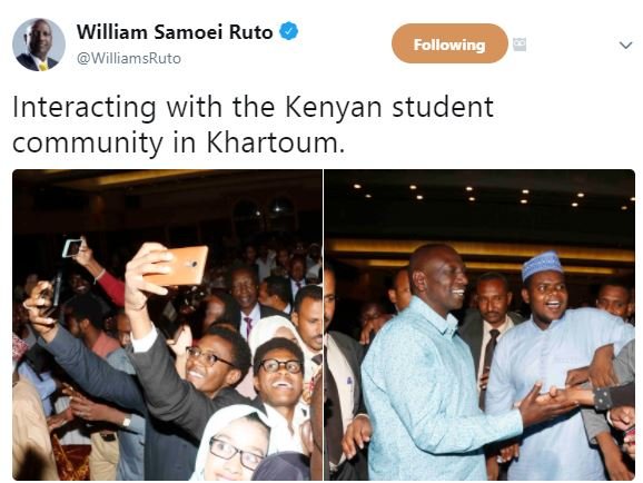 William samoei ruto williamsruto following interacting with the kenyan student c