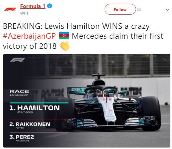 Formula 1 f1 follow breaking lewis hamilton wins a crazy azerbaijangp mercedes c