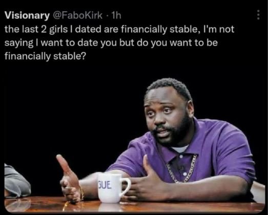 Visionary fabokirk 1h the last 2 girls i dated are financially stable, i'm not s