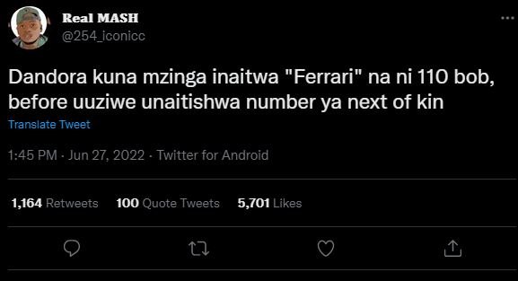 Real mash 254_iconicc dandora kuna mzinga inaitwa ferrari na ni 110 bob, before