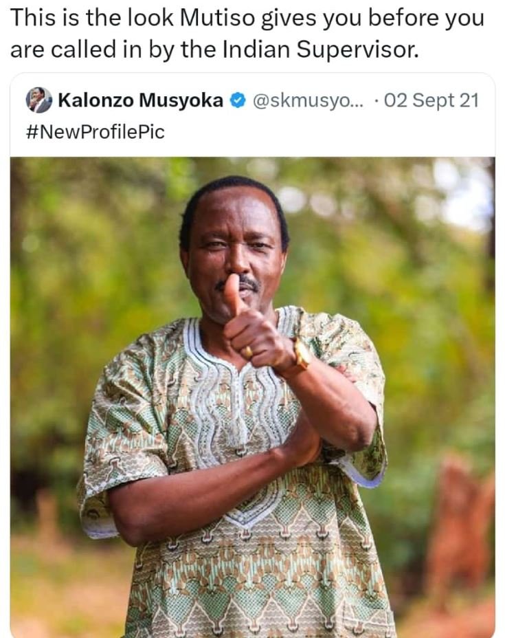 This is the look mutiso gives you before you are called in by the indian supervi