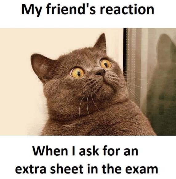 My friend's reaction when l ask for an extra sheet in the exam