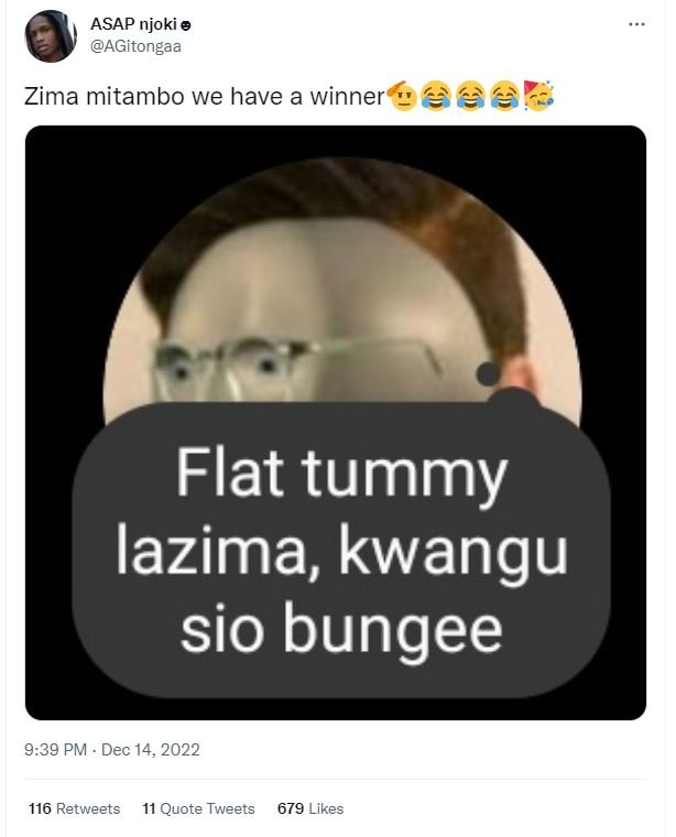 Asap njoki e agitongaa zima mitambo we have a winner flat tummy lazima, kwangu s