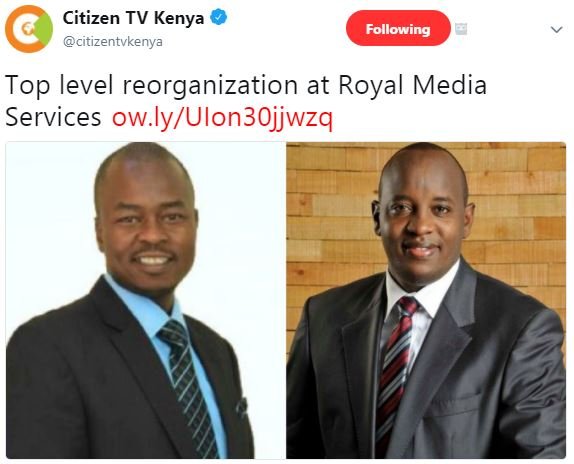 Citizen tv kenya citizentvkenya following top level reorganization at royal medi