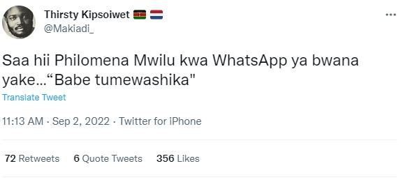 Thirsty kipsoiwet makiadi _ saa hii philomena mwilu kwa whatsapp ya bwana yake b