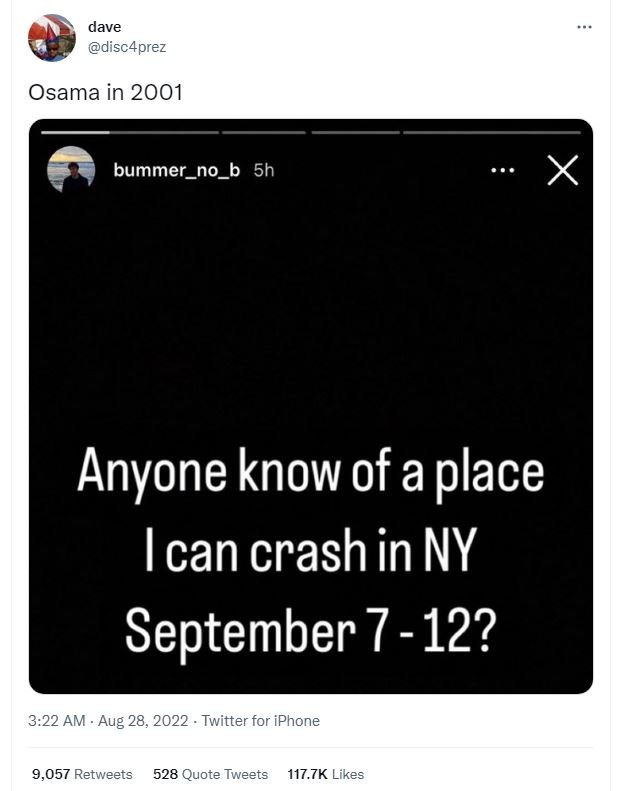 Clave disc4prez osama in bummer_no_b 5h anyone know of a place ican crashin ny s