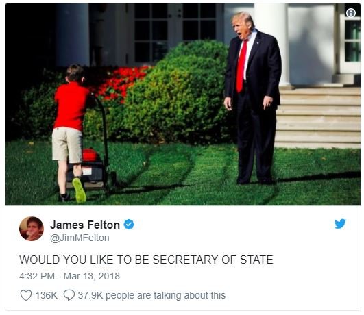 James felton jimmfelton would you like to be secretary of state 4.32 pm mar 13 1