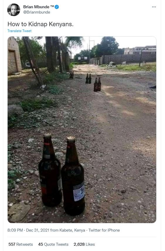 Brian Mbunde Brianmbunde How to Kidnap Kenyans Translate Tweet 8.09 PM Dec 31. f